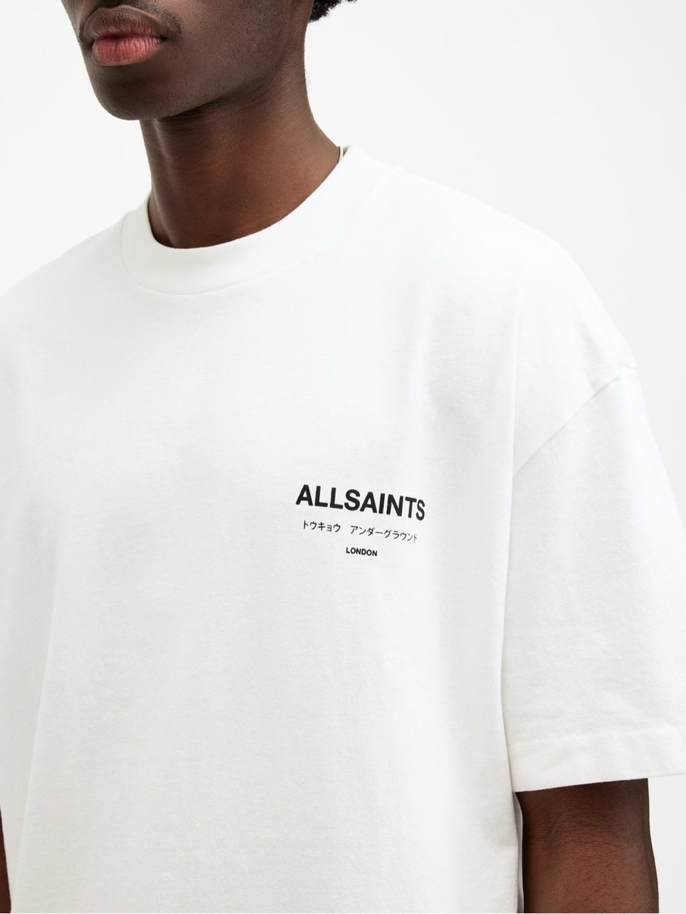 Allsaints Mens XL Underground Oversized White Organic Cotton T Shirt Streetwear - Picture 10 of 10